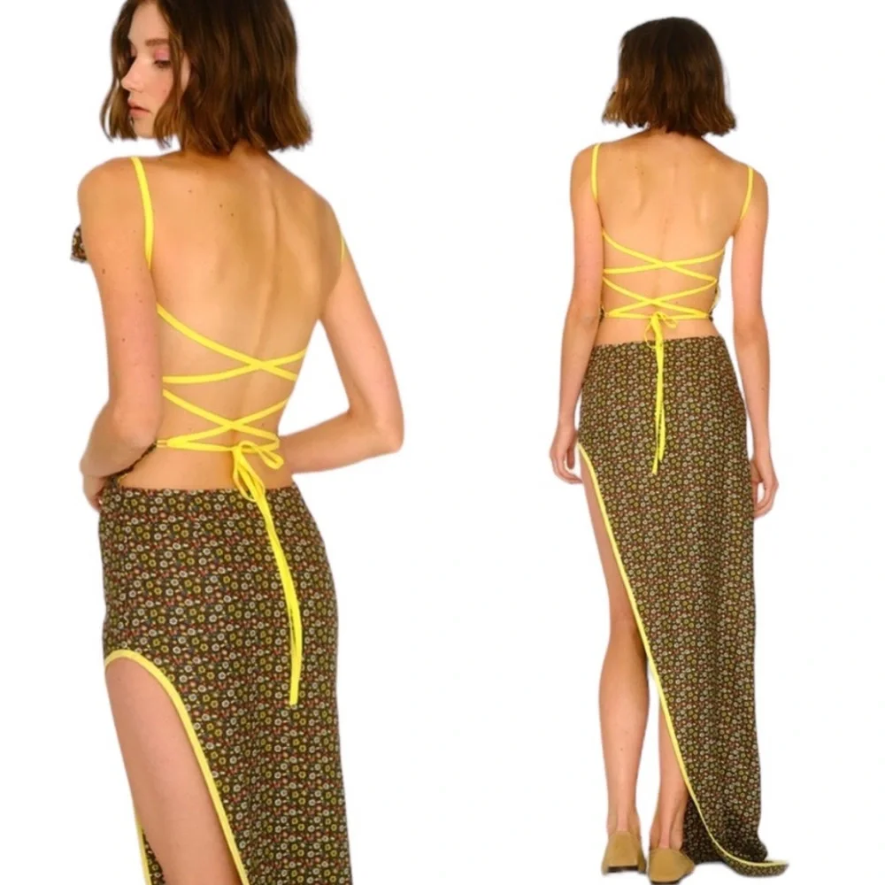 SIEDRES Smocked Floral Asymmetrical Open Back Marissa Dress size FR 36 - Picture 5 of 11